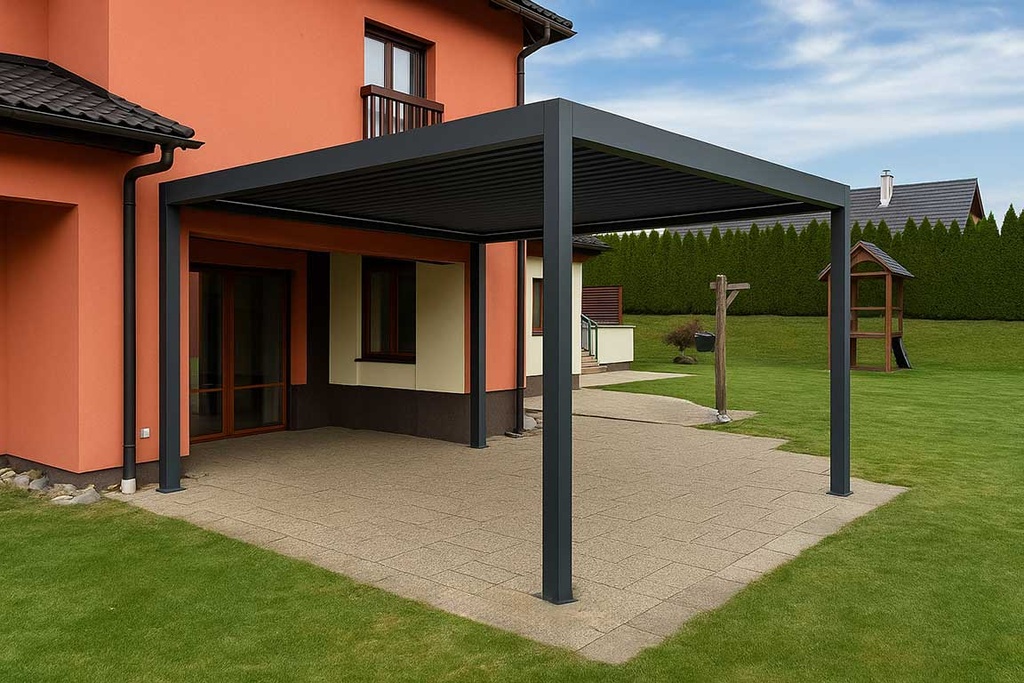 Pergola bioclimatique 4 × 4 m gris anthracite