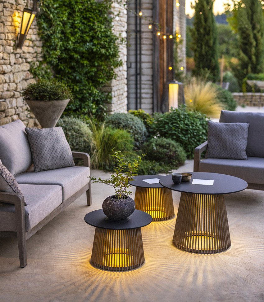 Superbe Table Basse Lumineuse Solaire TECKA – Ø 70 cm