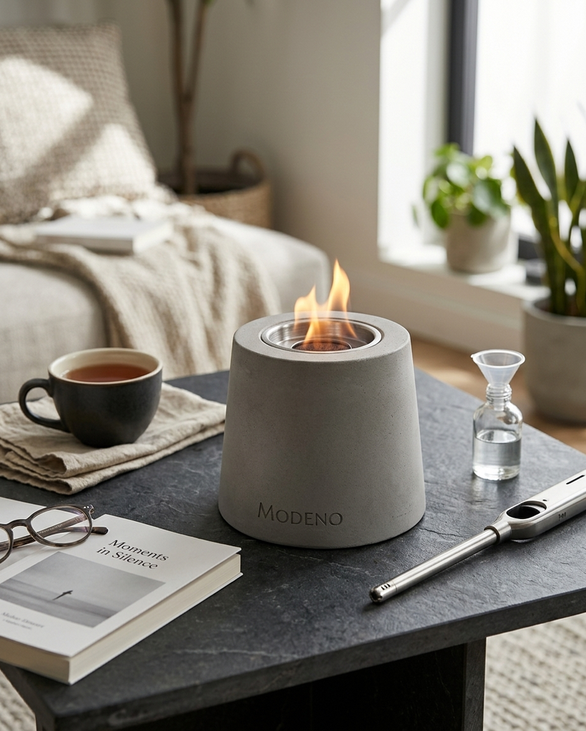 Feu de Table Béton ENTTA – Design Minimaliste Gris