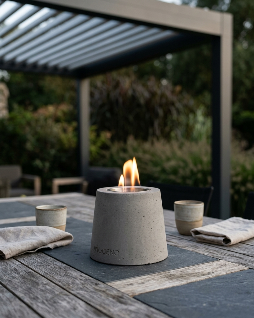Feu de Table Béton ENTTA – Design Minimaliste Gris