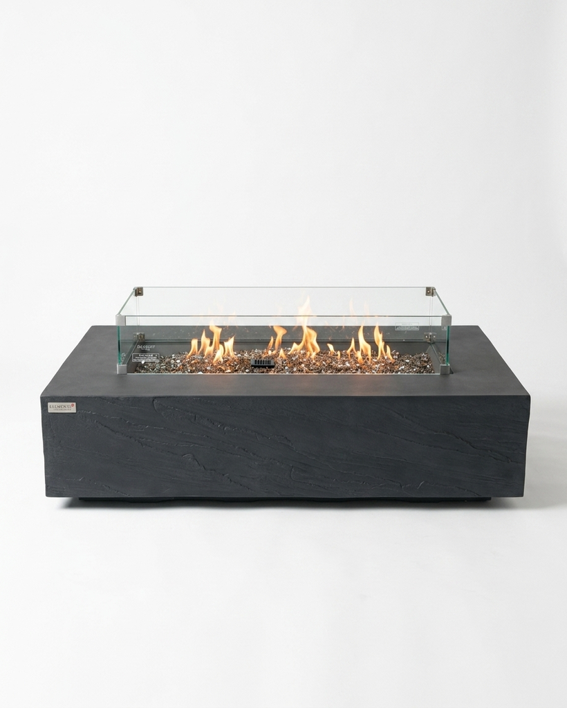 Table Brasero Béton Noir CAPETOWN 142cm – Design Exceptionnel
