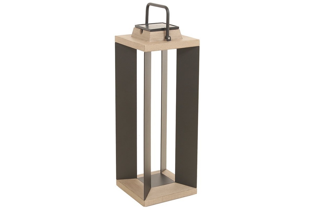 Élégante Lanterne Solaire TECKALU Noire 65 cm – 500 Lumens